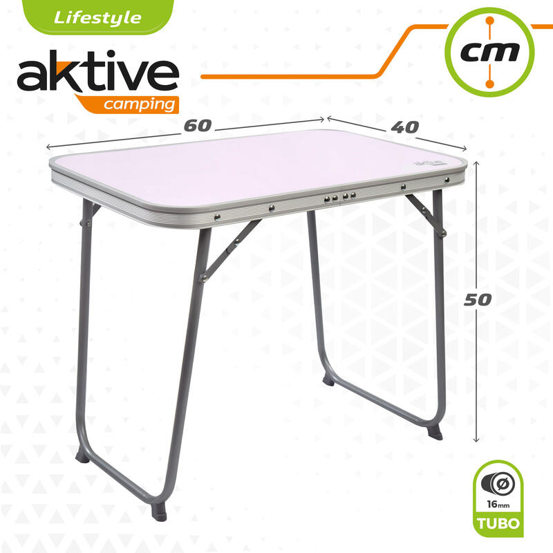 Mesa dobrável de aço para camping Aktive - 60x40x50 cm