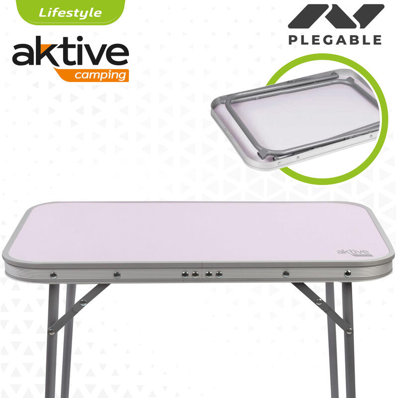 AKTIVE - Table Pliante avec Poignée de Transport. Table de Camping 60x40x50 cm