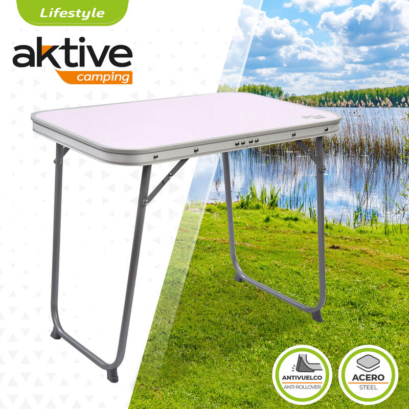 AKTIVE - Table Pliante avec Poignée de Transport. Table de Camping 60x40x50 cm