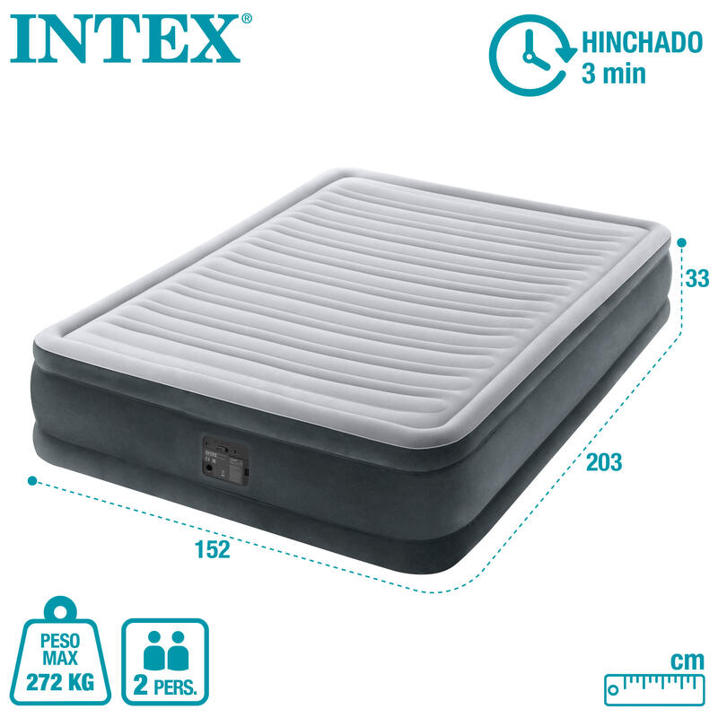 Intex 67770ND - Materasso Comfort Plush Autogonfiante, 152x203x33 cm