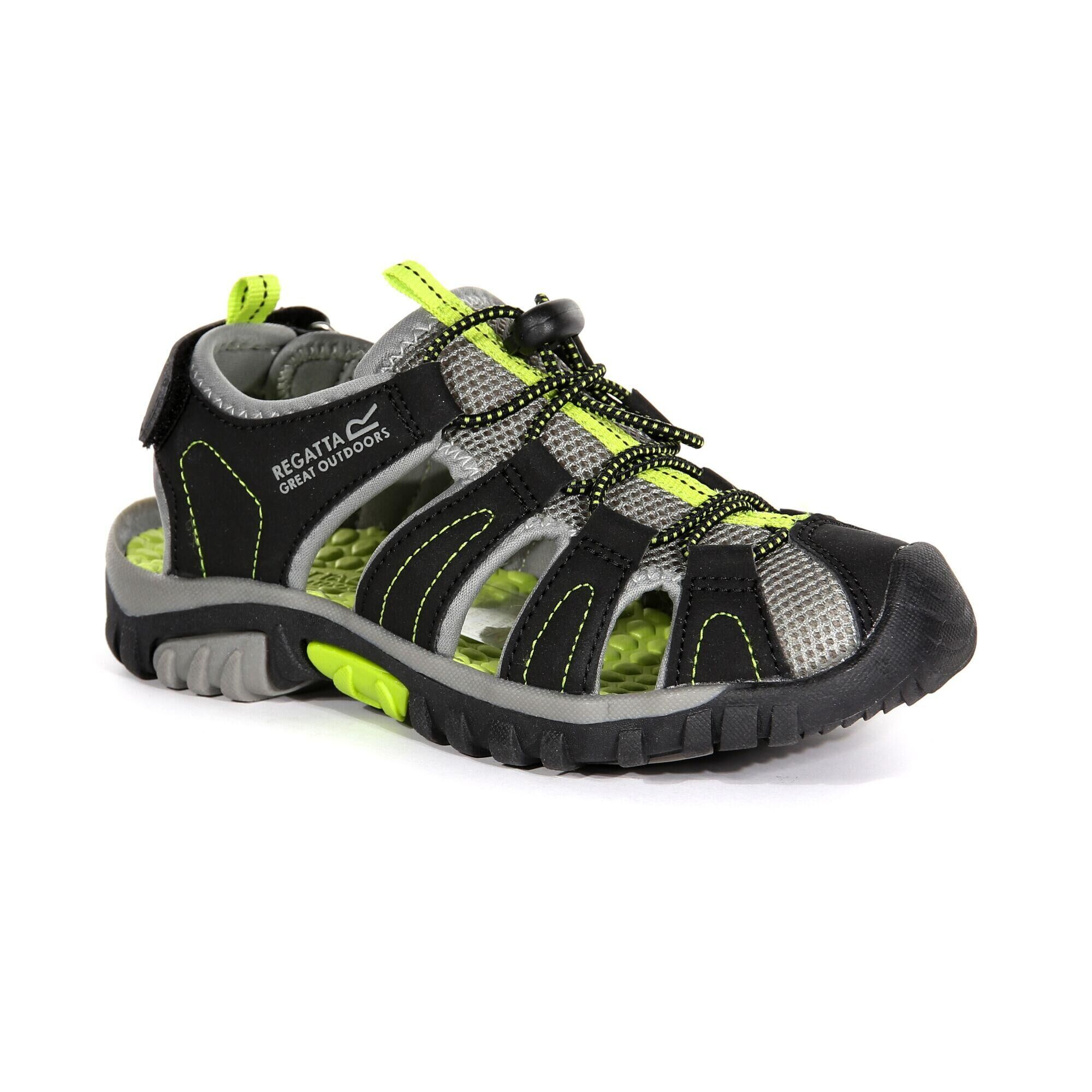 REGATTA Westshore Junior Kids Walking Sandals - Black / Lime