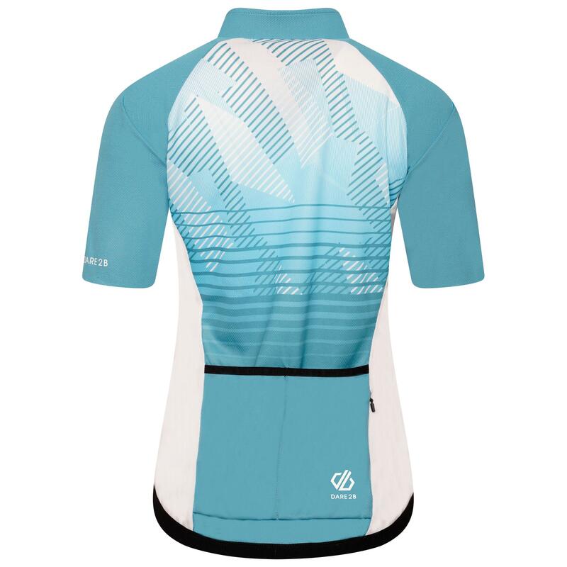 AEP Prompt Maillot de fitness zippé à manches courtes pour femme - Bleu