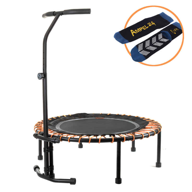 Fitness Mini-Trampolin mit Haltegriff 6 verstellbare Elastobänder +gratis Socken