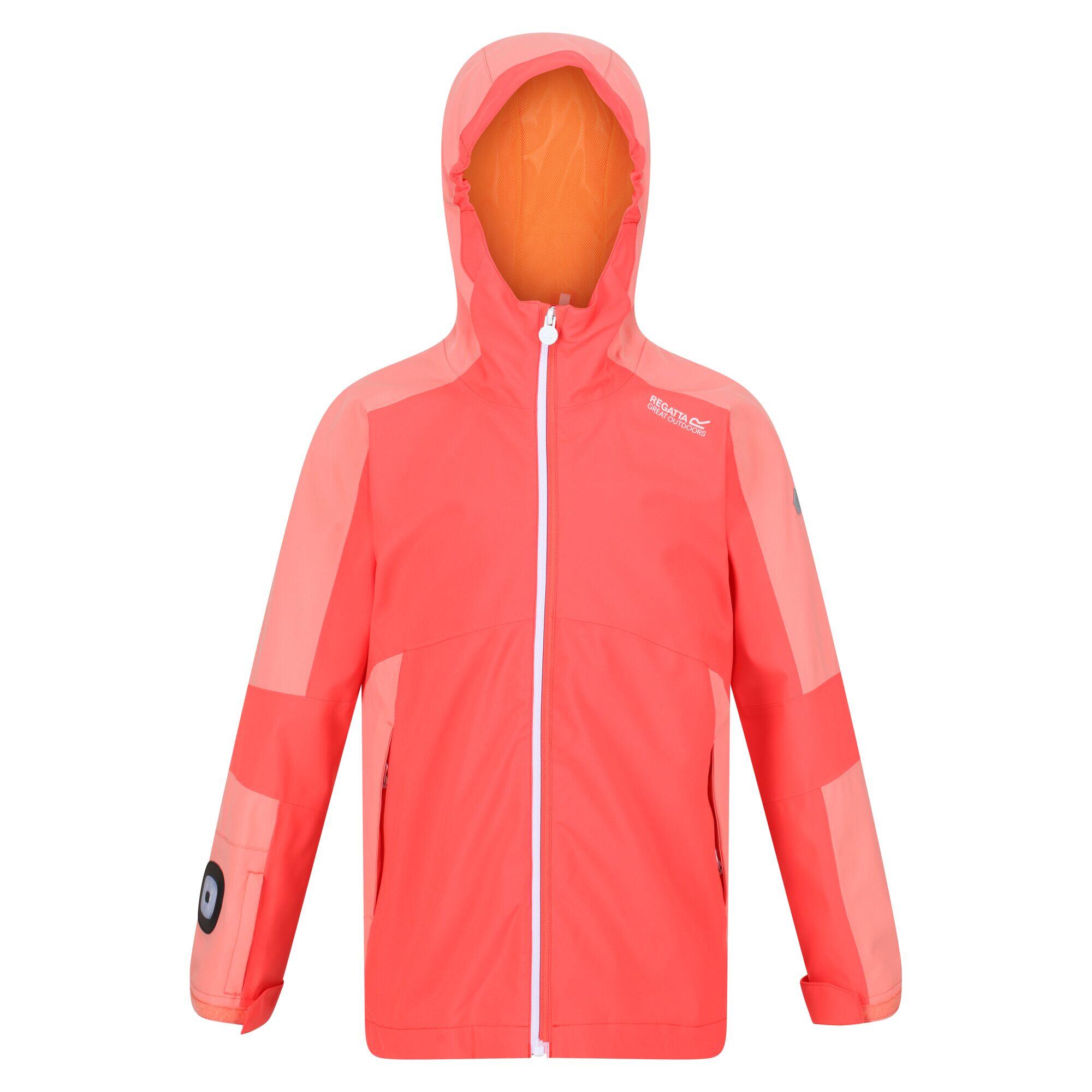 REGATTA Childrens/Kids Rayz Waterproof Jacket (Neon Peach/Fusion Coral)