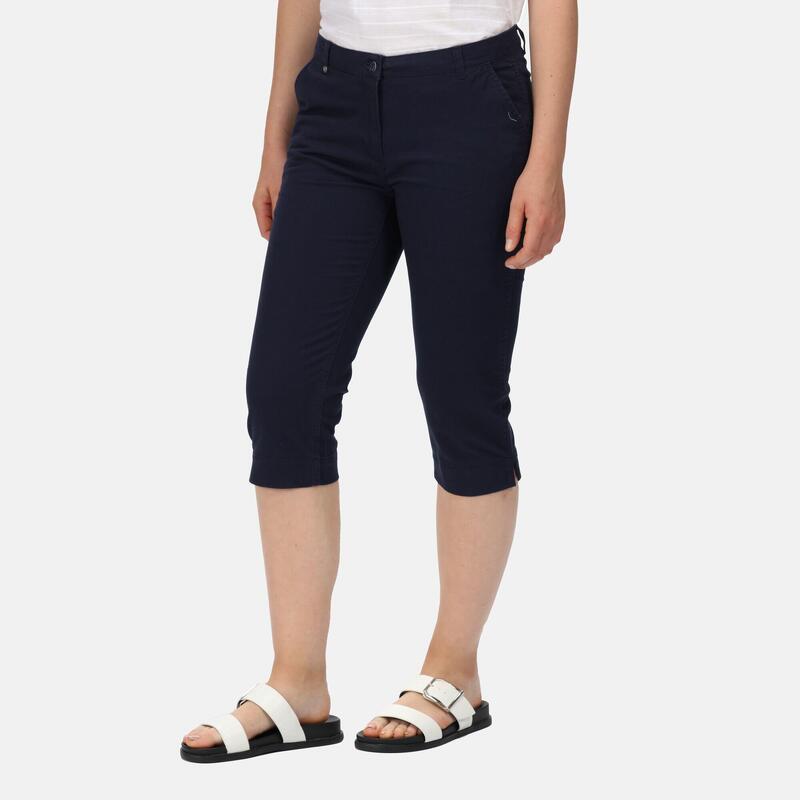 Maayan Capri de marche en coton pour femme - Marine