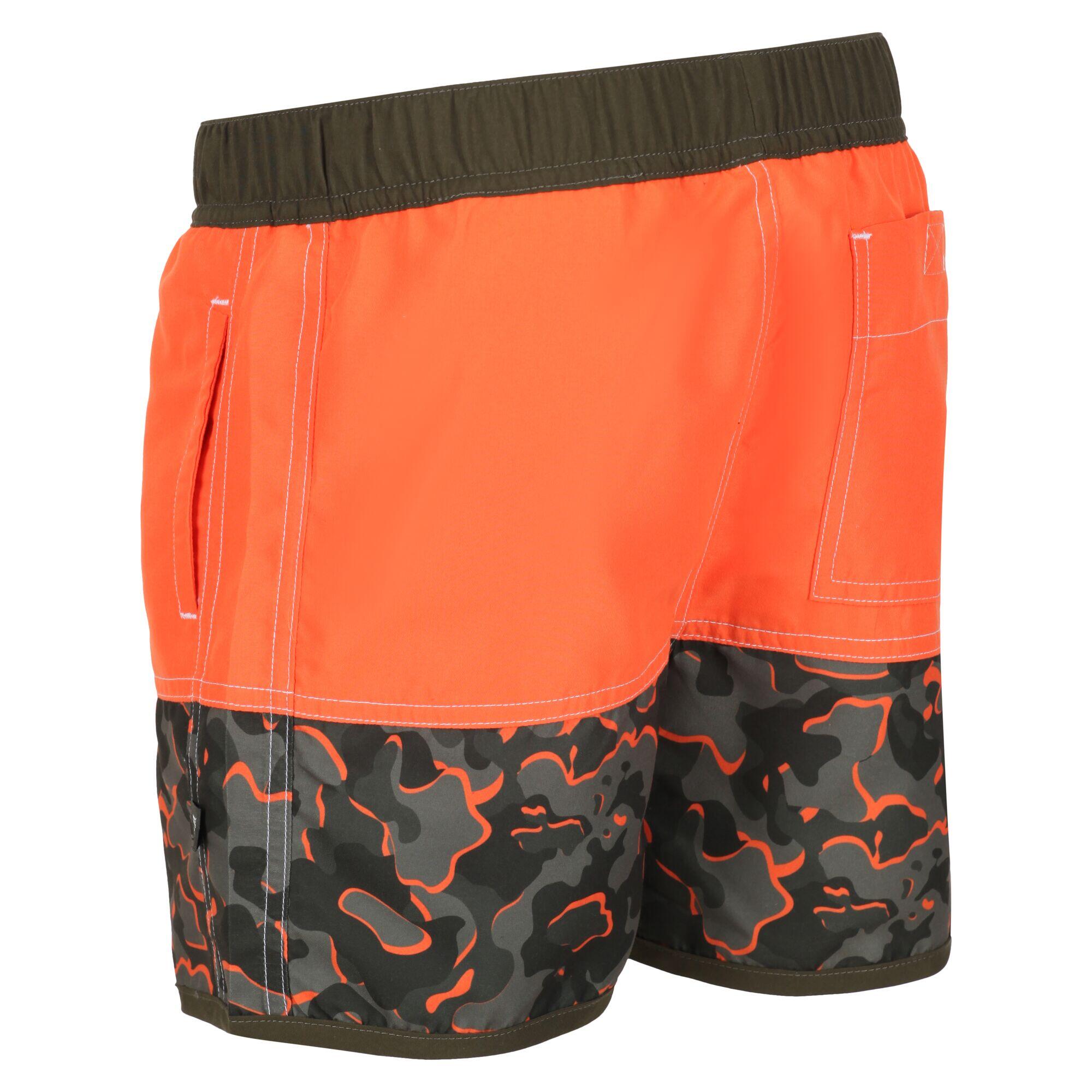 Childrens/Kids Sergio Camo Swim Shorts (Magma Orange/Grape Leaf) 2/5