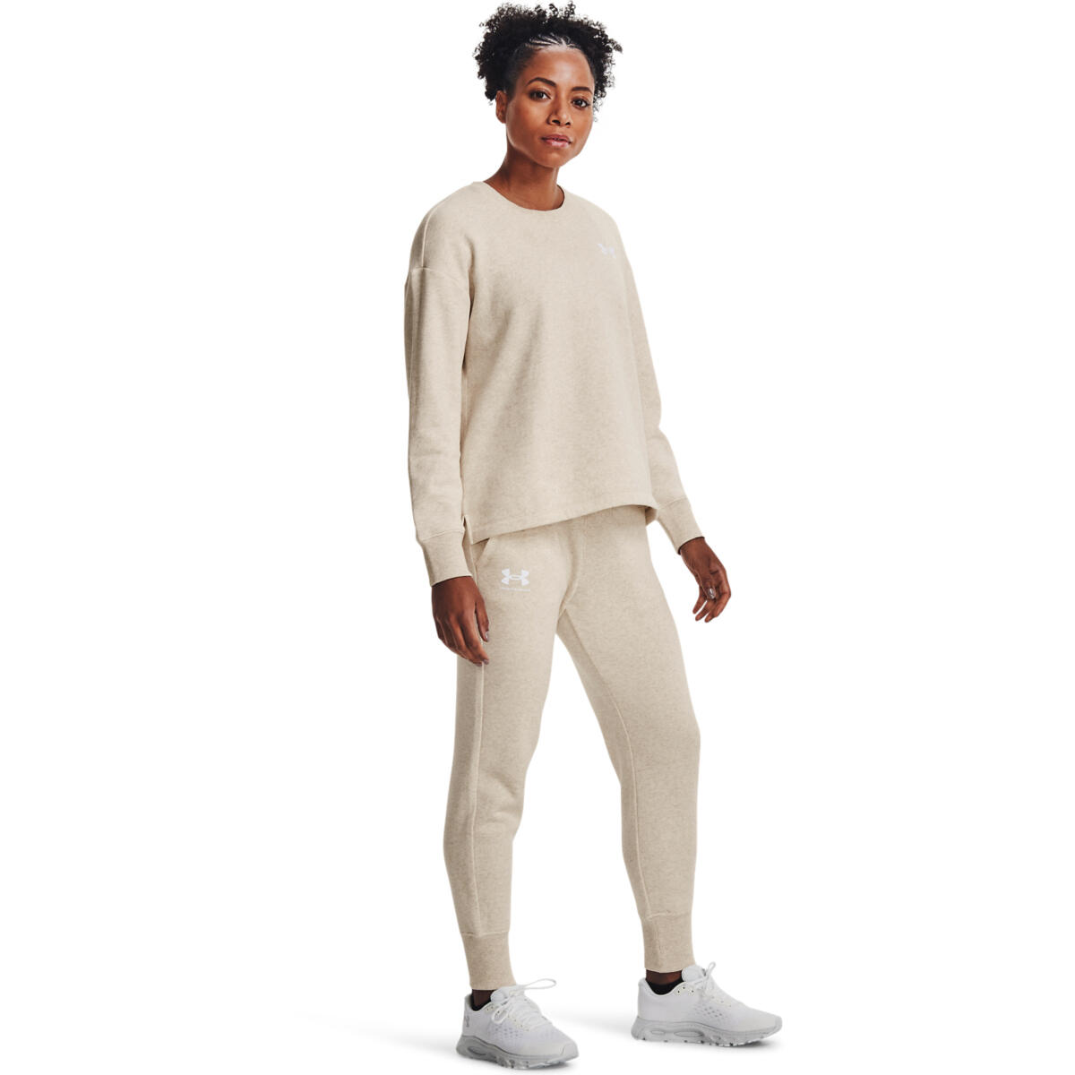 Pantalon Under Armour Rival Fleece, Beige, Femmes 3/6