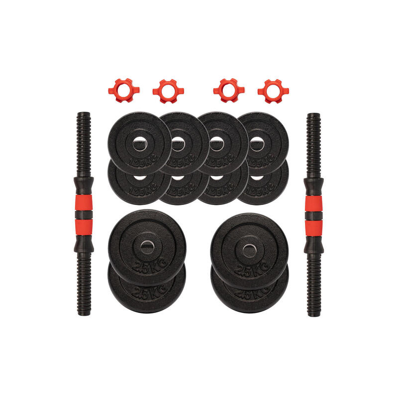 Dumbellset 20 kg - 2 x 10 kg -  Gietijzer - 25 mm