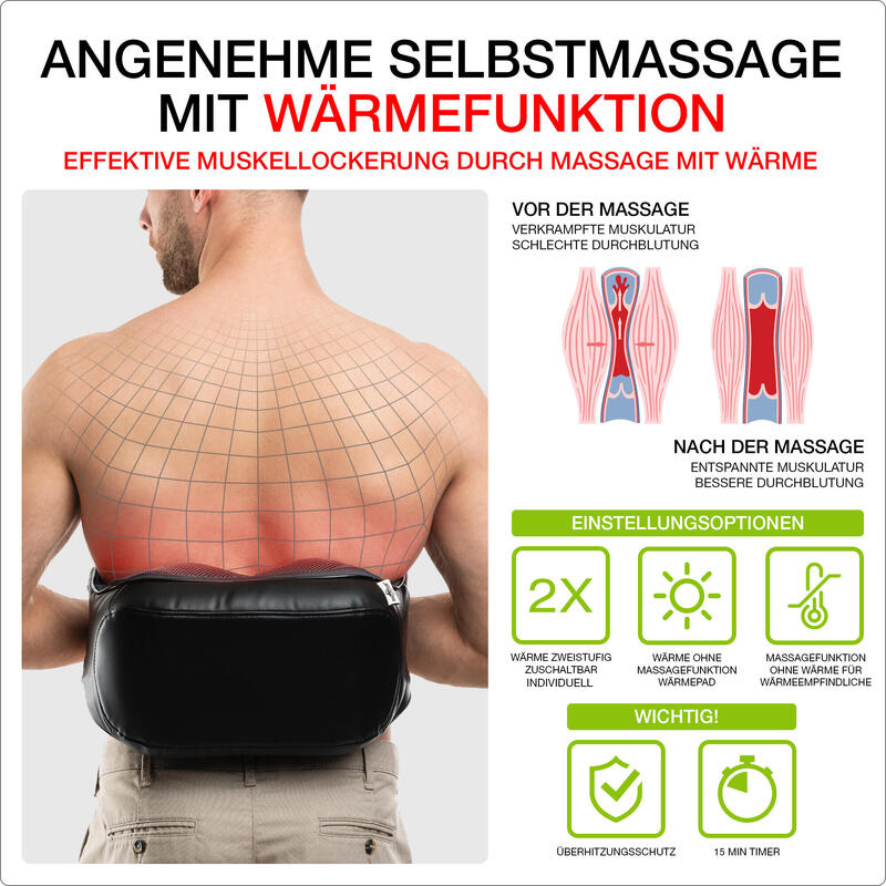 Klopfmassagegerät Nackenmassagegerät mit Hybridfunktion Shiatsu & Klopfmassage