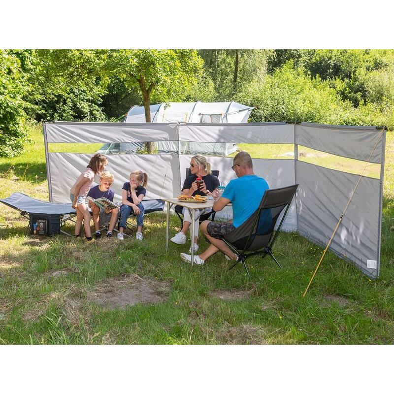 Paravent de camping Bora - Brise-Vue - 4,5 x 1,4 m - Résistant au vent - Gris