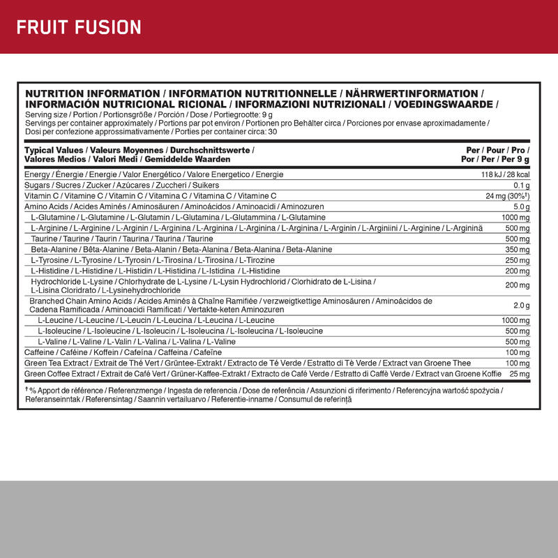 Essential Amino Energy - Pre Workout - Cocktail de Fruit - 30 Portions (270 gr)