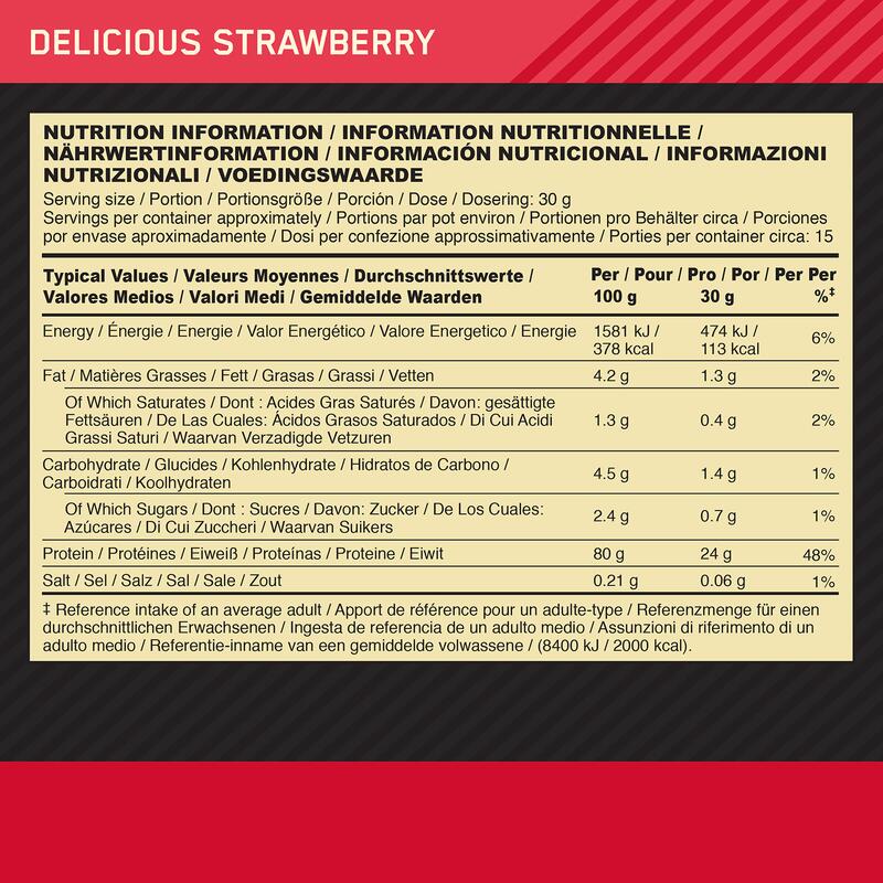 GOLD STANDARD 100% WHEY PROTEIN - Delicious Strawberry 15 Serving (465 gram)