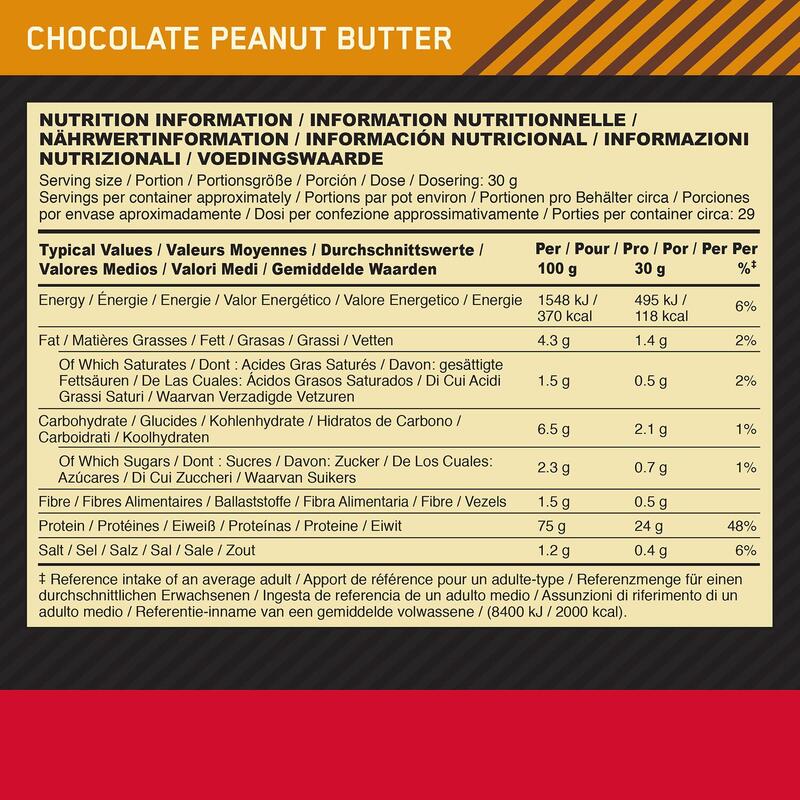 GOLD STANDARD 100% WHEY PROTEIN – Chocolate Peanut Butter – 28 Doseringen (896G)