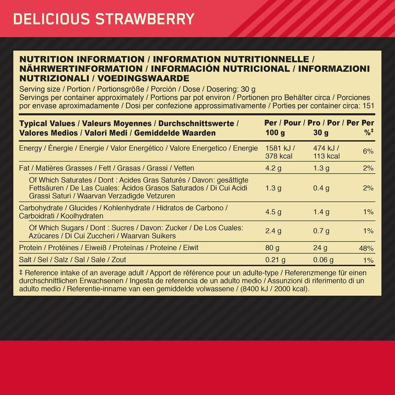 Gold Standard 100% Whey Protein Erdbeere 146 Portionen (4530 Gramm)