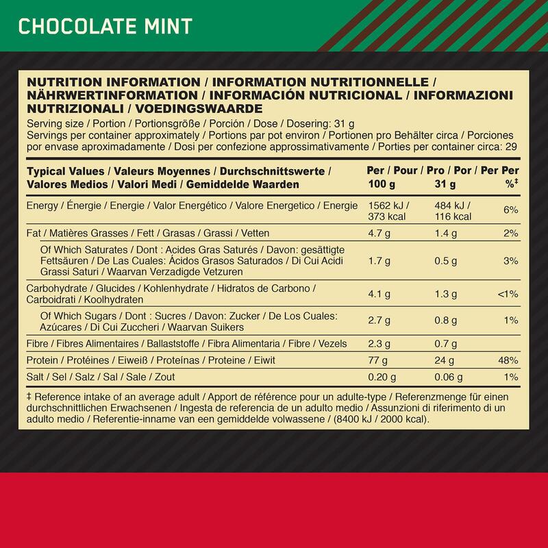 Gold Standard 100% Whey Protein Schokolade und Pfefferminz 28 Portionen (896 gr)