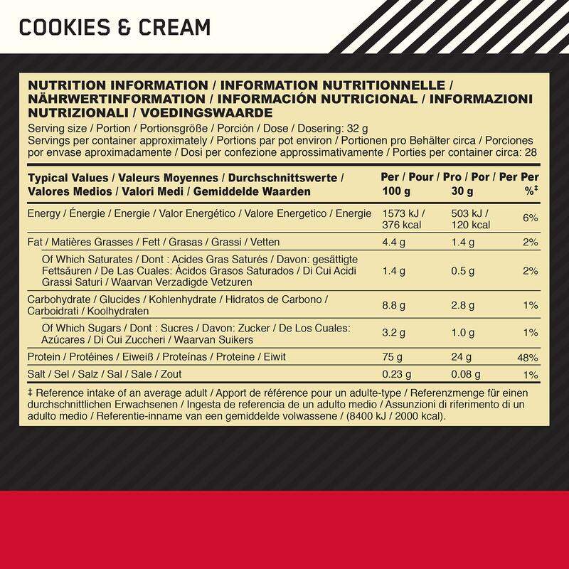 Gold Standard 100% Whey Protein Cookies & Cream 28 Portionen (896 Gramm)