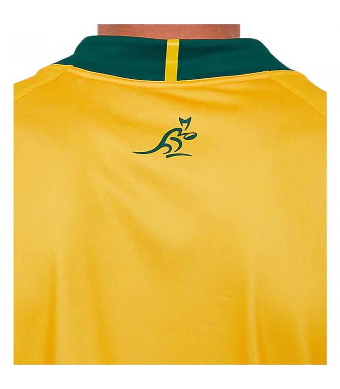 ASICS Australia Wallabies Mens Home Rugby Shirt Yellow 4/4