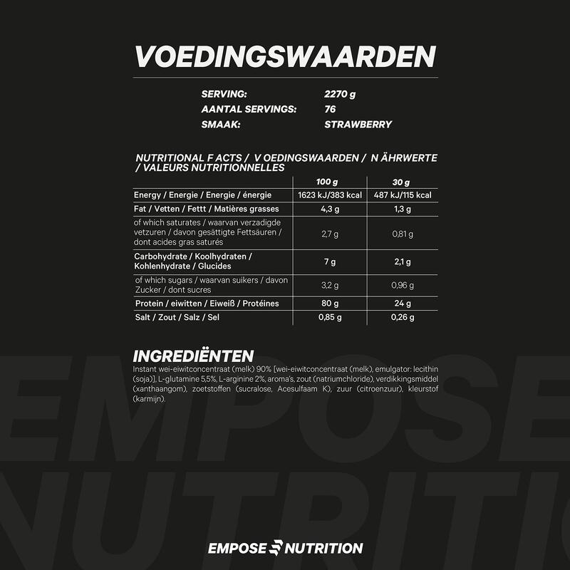 Whey Protein - Eiwit Poeder - Aardbei - 2270 gram