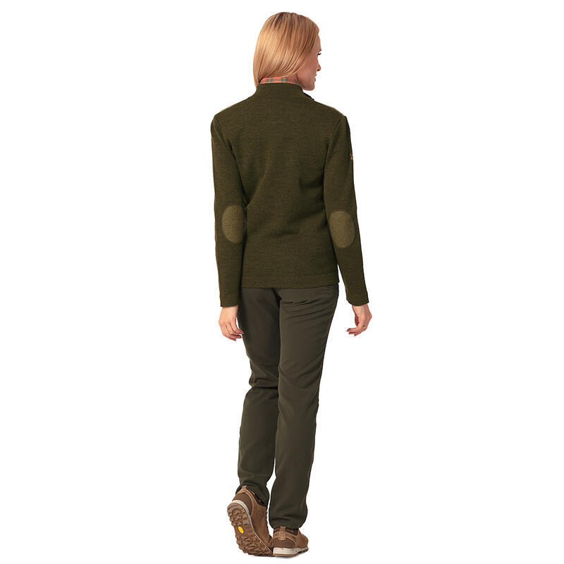 Le pull Moore avec un col montant et des finitions en loden pour femmes