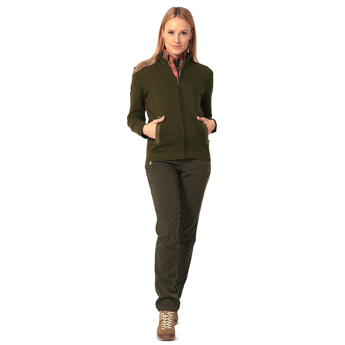 Le pull Moore avec un col montant et des finitions en loden pour femmes 3/4