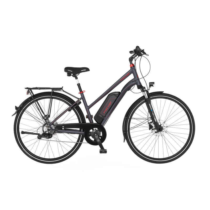 FISCHER Damen Trekking E-Bike VIATOR 1.0 anthrazit matt 28 Zoll RH 44 cm 422 Wh