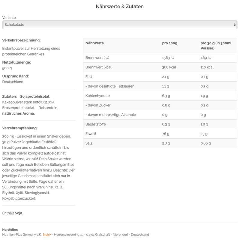 Natures Protein - Mehrkomponentenprotein ohne Süßungsmittel (500g)