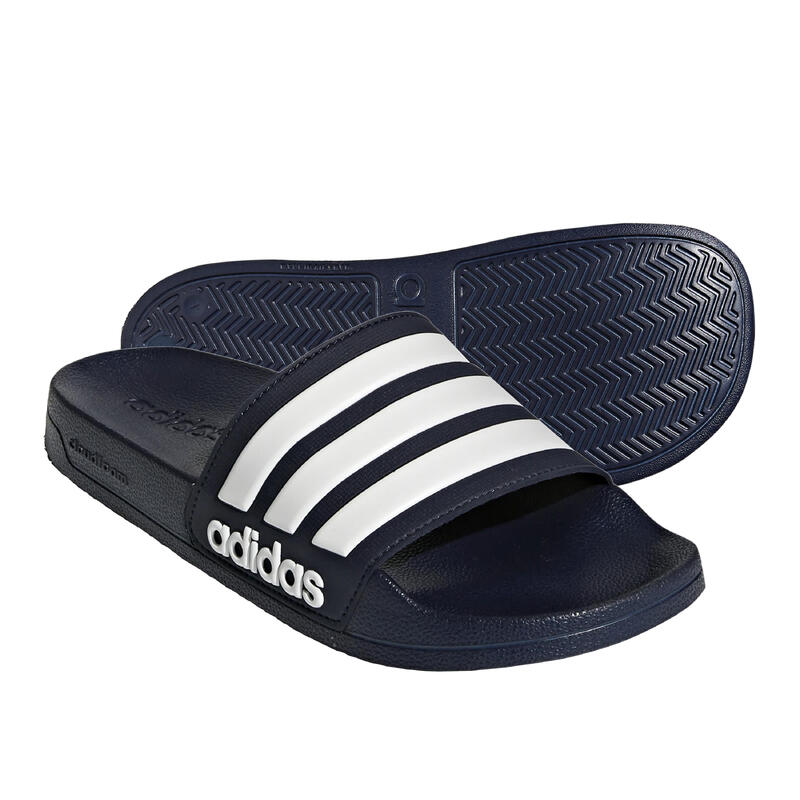 Refurbished - Badelatschen Adidas Adilette Shower - blau/weiß - SEHR GUT