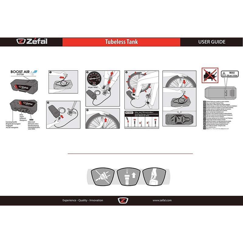 Pompe à pied talonneur tubeless tank Zefal Presta 1L