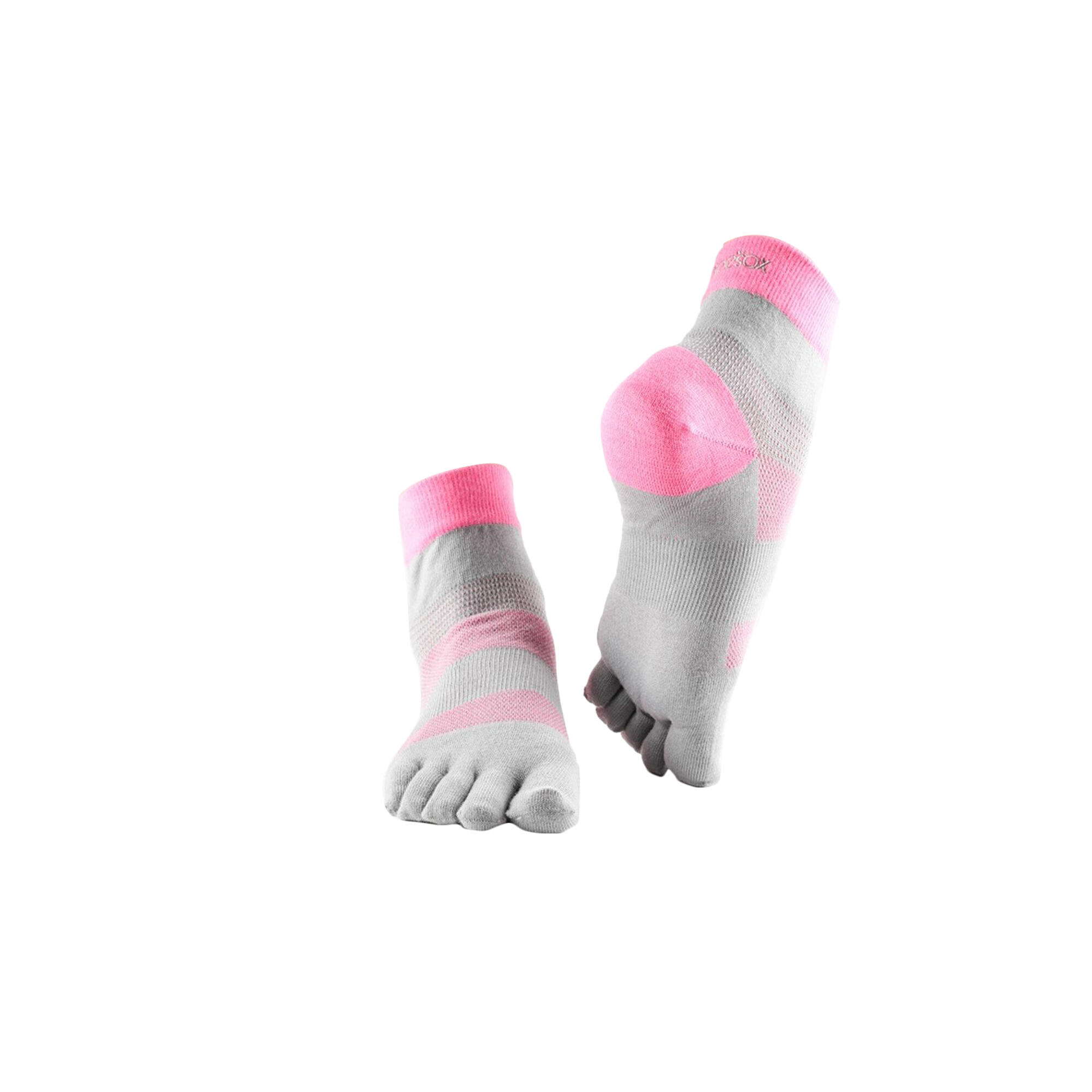 TOESOX Womens/Ladies Minnie Toe Socks (Pink/Grey)