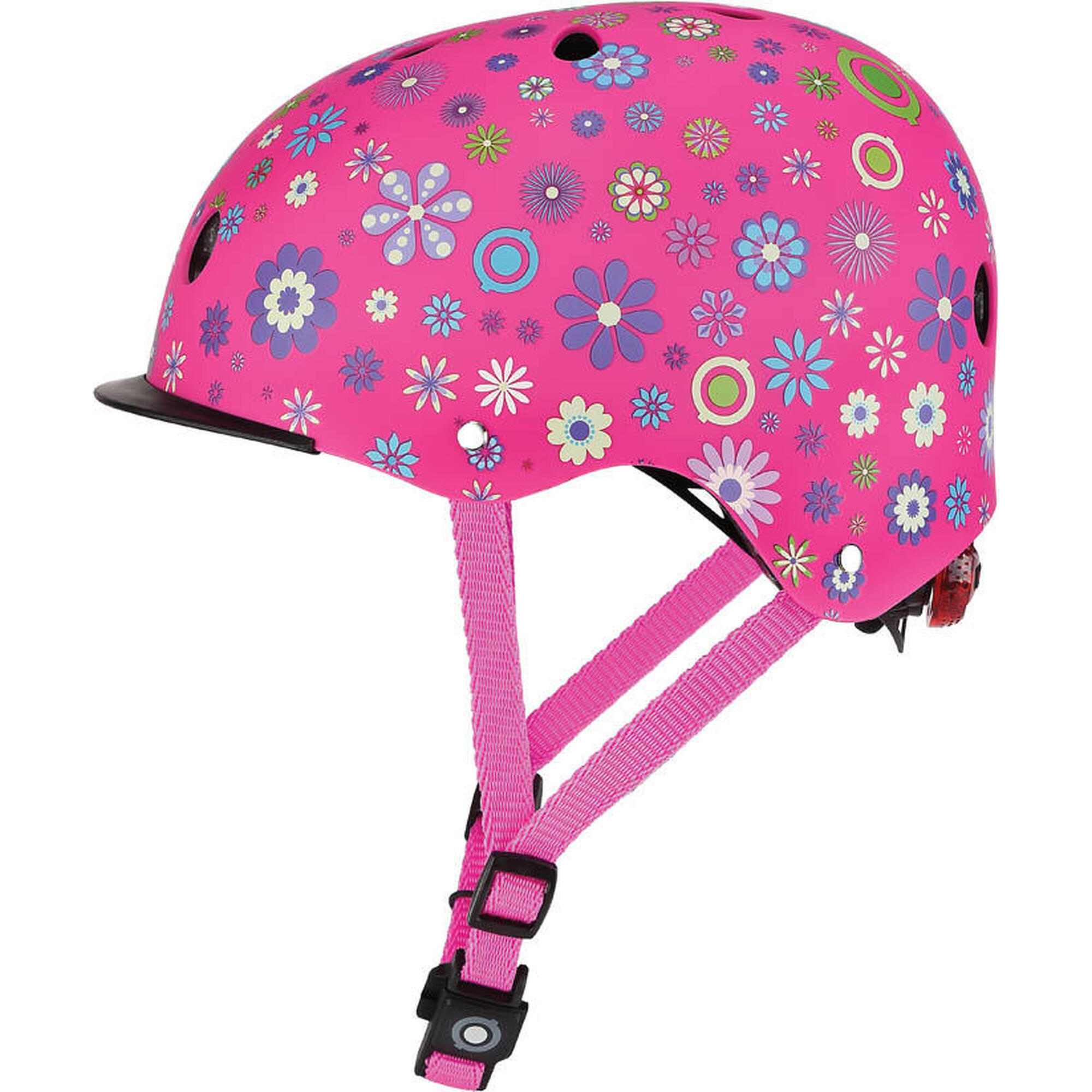 Elite Kinder Scooter Casco Luci XS-S Fiori rosa scuro