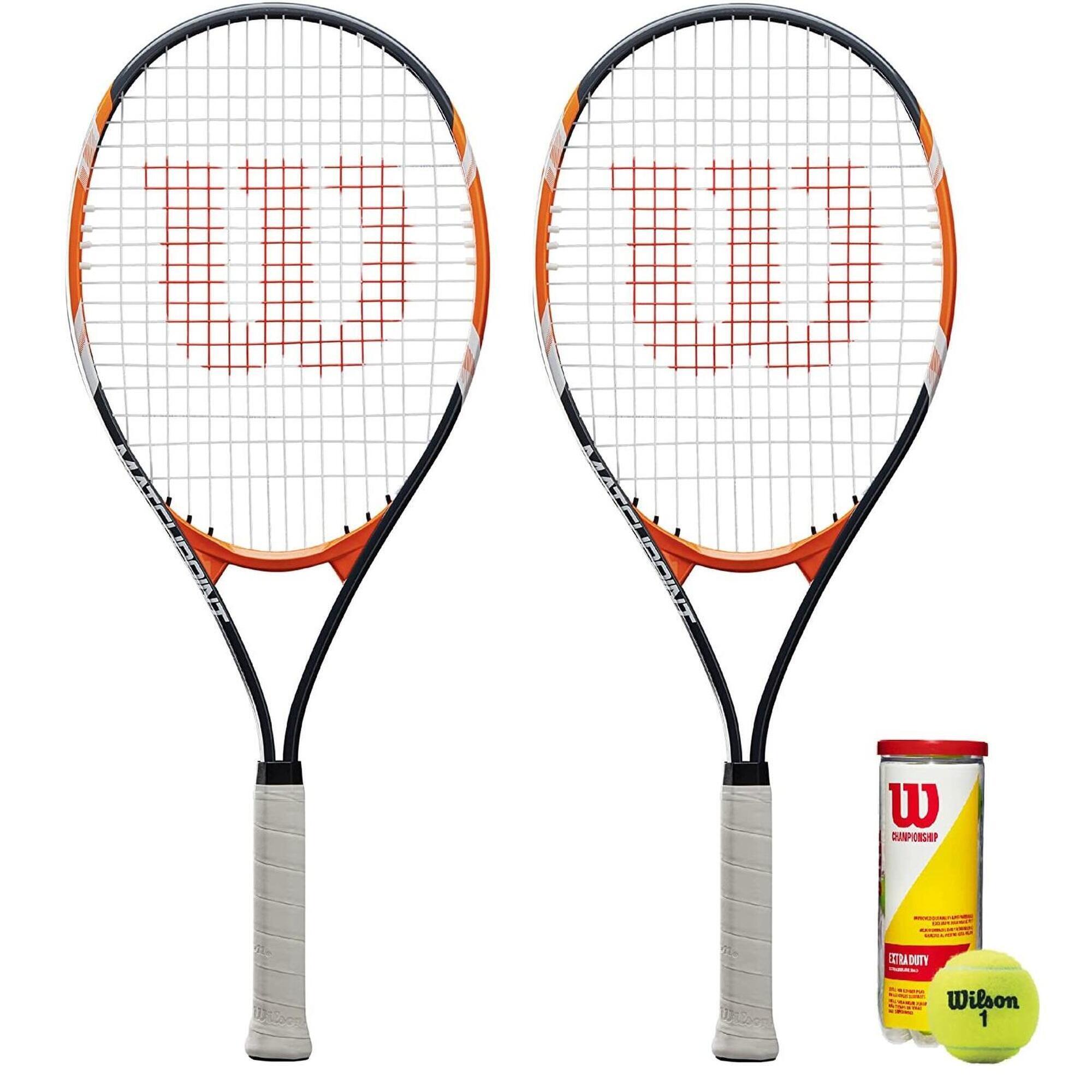 Wilson Matchpoint  XL Tennis Racket Twin Set & 3 Tennis  Balls 1/2