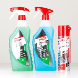 Onderhoudskit voor fietsen Bike + Chain Cleaner Spray 750ml + Course Spray 250ml