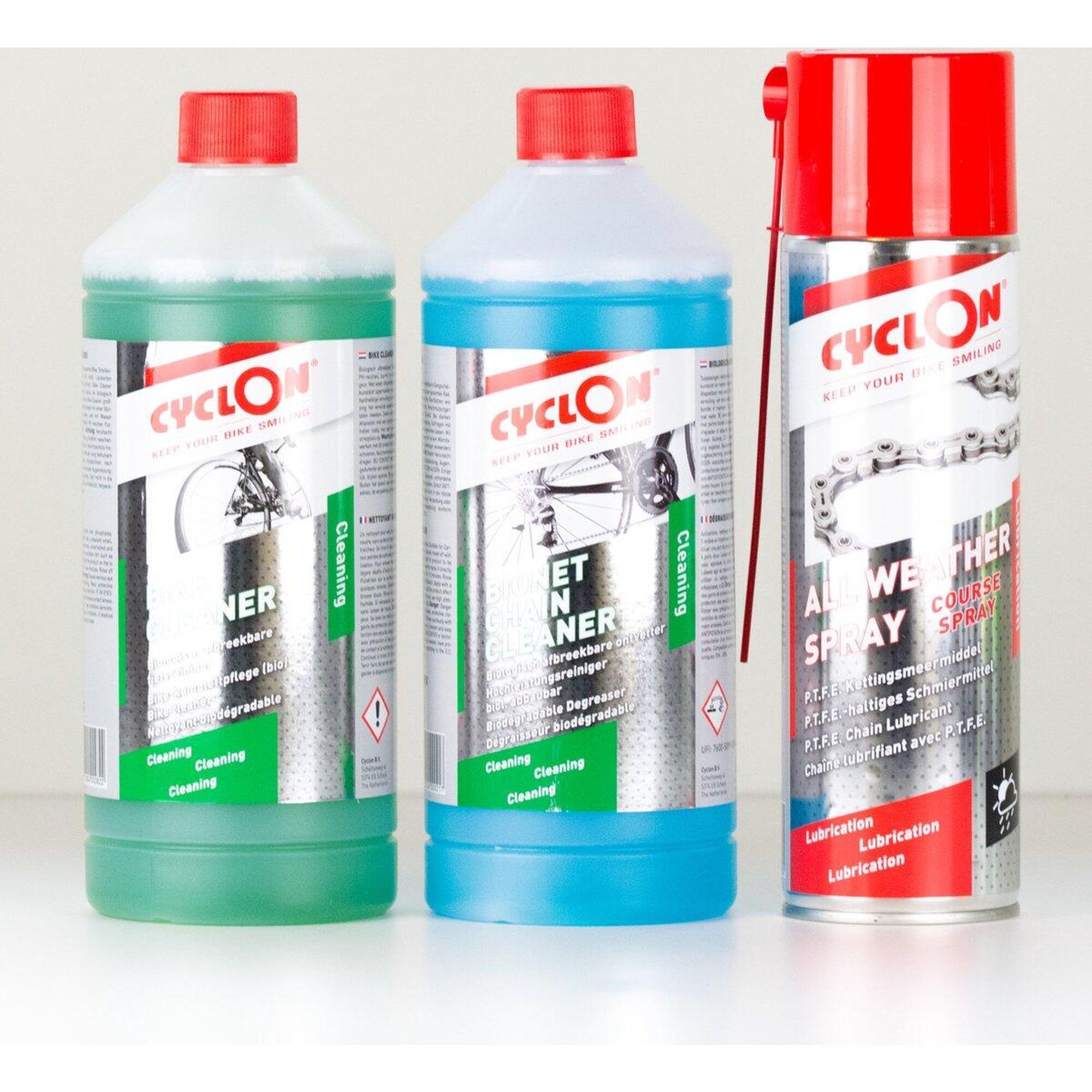 CYCLON Bike Cleaner 1L + Chain Cleaner 1L + Course Spray 500ml