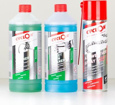Onderhoudskit fietsen bike cleaner 1l + chain cleaner 1l + course spray 500ml