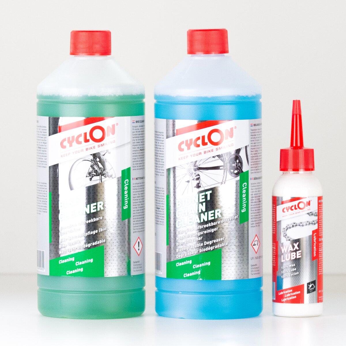 CYCLON Onderhoudskit voor fietsen Bike Cleaner 1L + Chain Cleaner 1L + Wax Lube 125ml