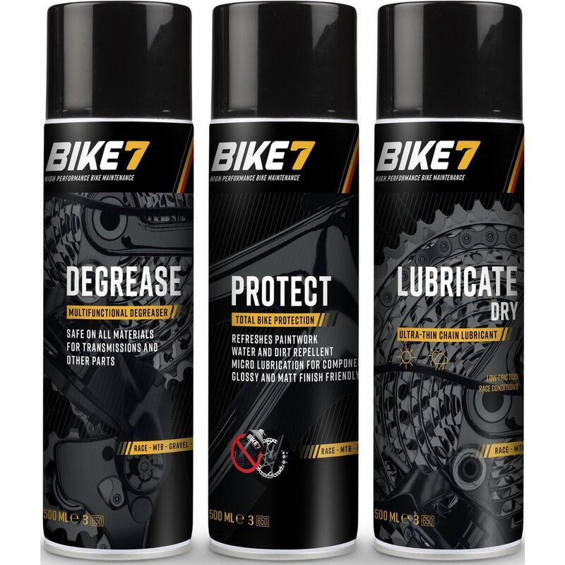 Fahrrad Reinigungsset Degrease 500 ml + Protect 500ml + Lubricate Dry 500ml