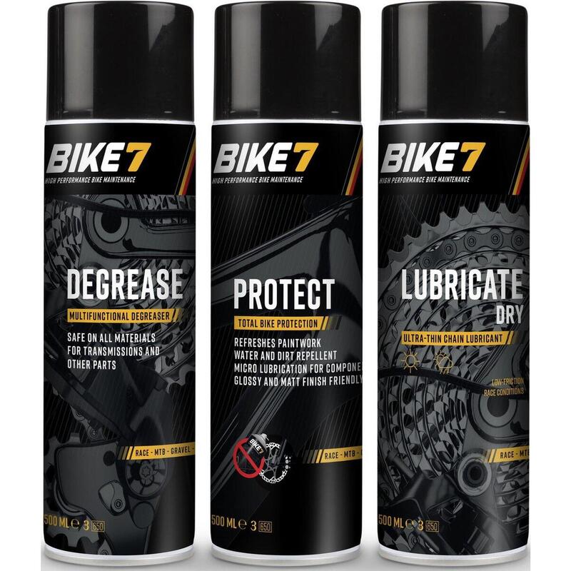 Kit d'entretien du vélo Degrease 500 ml + Protect 500ml + Lubricate Dry 500ml