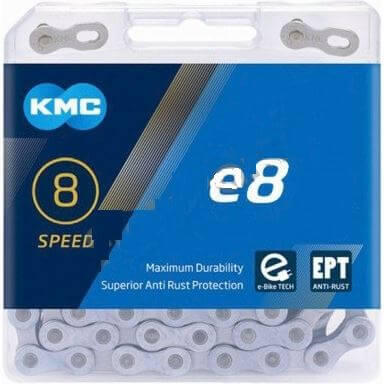 Chaîne KMC E8 EPT E-Bike 122 Maillons 8V Argent promo      3050€ 3700€ -17%    * La vente débute le 18/09/2025     KMC Chaîne KMC E8 EPT E-Bike 122 Maillons 8V ArgentVendu exclusivement en ligne   