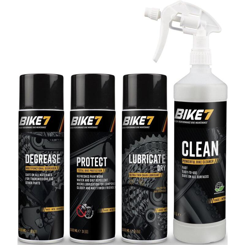 Onderhoudskit Clean 1L + Degrease 500 ml + Protect 500ml + Lubricate Dry 500ml