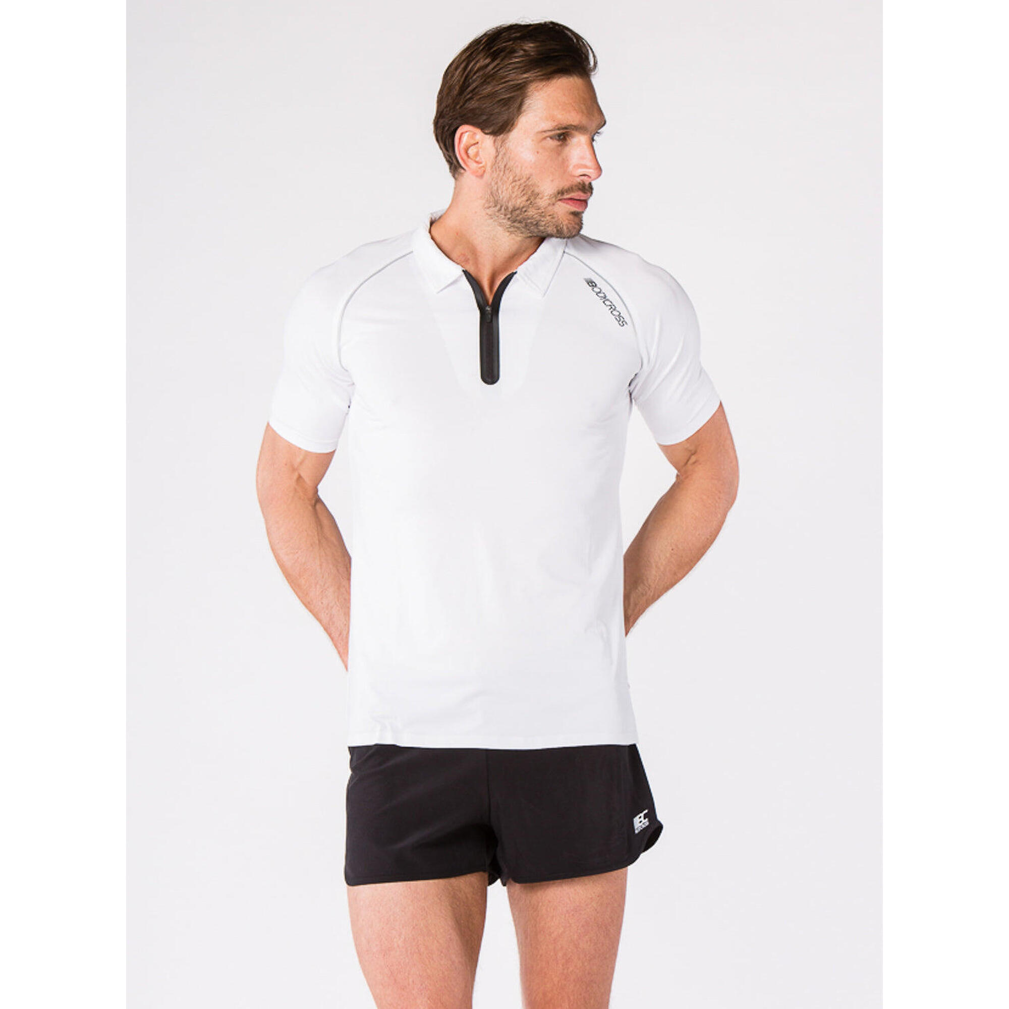Polo OSVAL homme blanc technique zip waterproof thermocollé 4/7