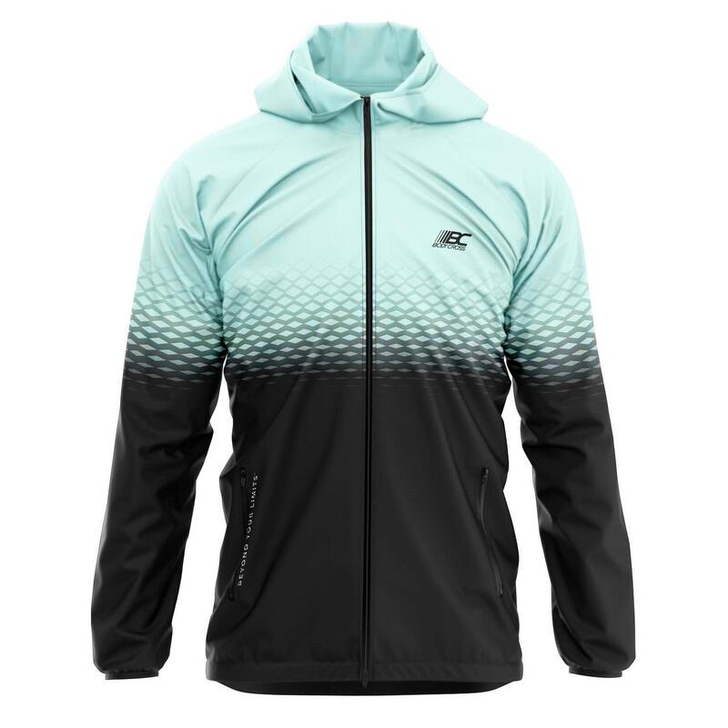 Coupe-vent de running déperlant Abie - Noir/vert - Femme