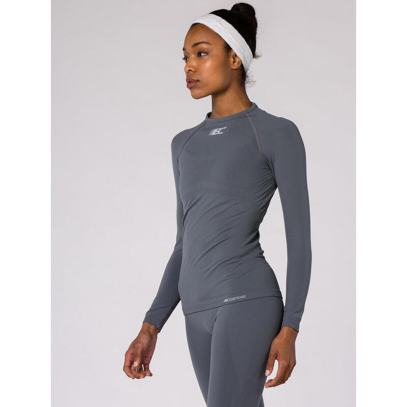 T-shirt a compressione manica lunga Ezechielle grigia