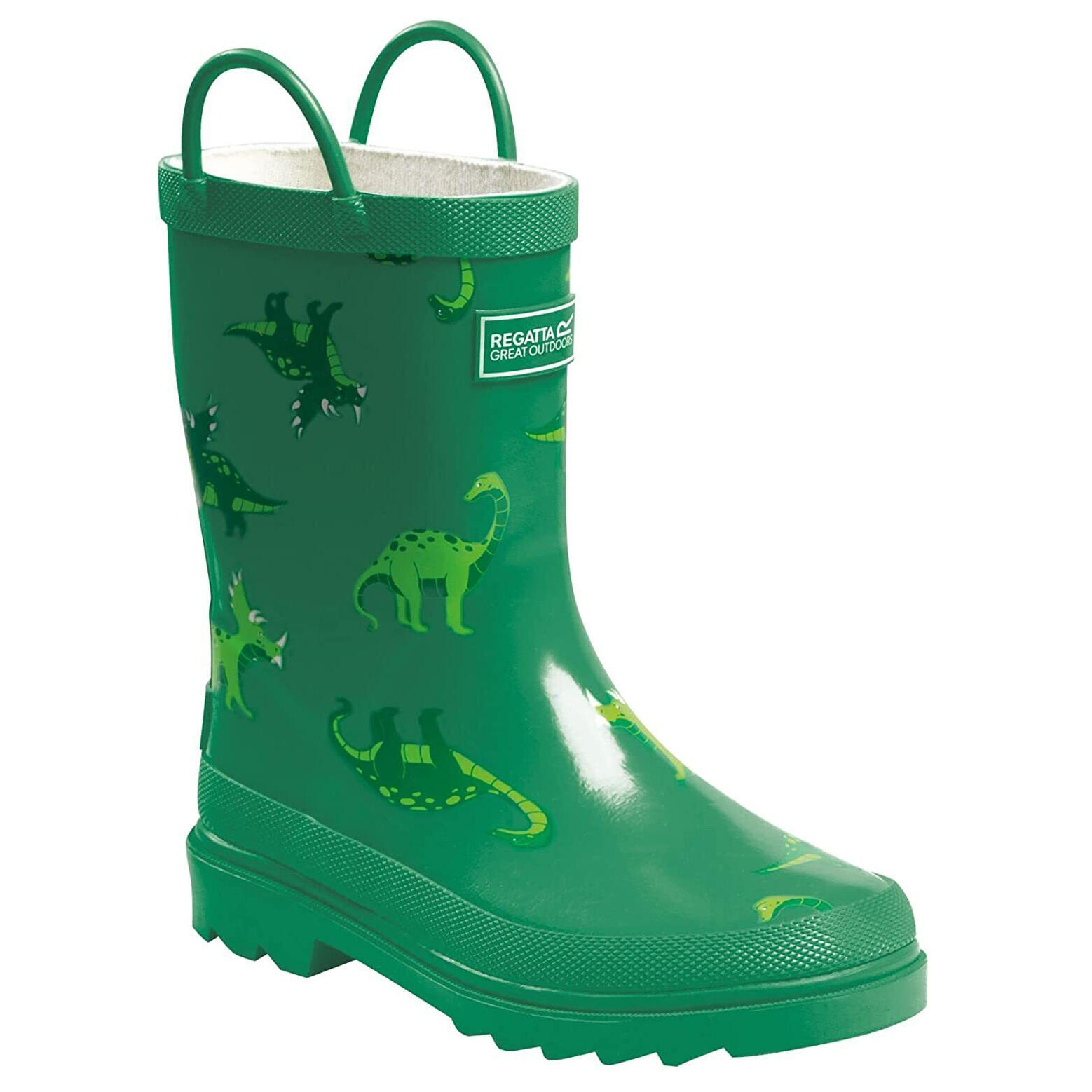 Childrens/Kids Dinosaur Wellington Boots (Jellybean Green) 1/5