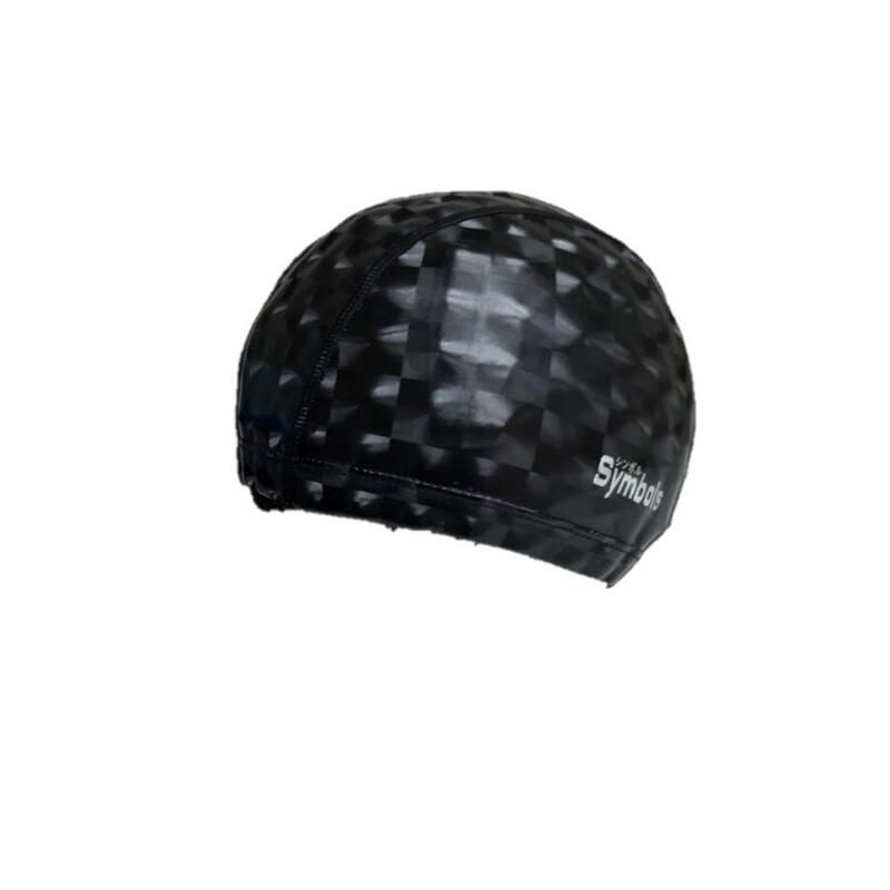 CAP003 Adult 3D printed pattern PU coated Swimming Cap - BLACK