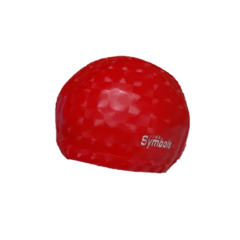 CAP003 Adult 3D printed pattern PU coated Swimming Cap - RED