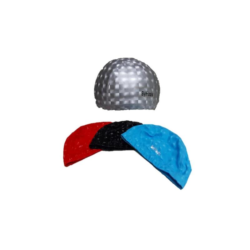 CAP003 Adult 3D printed pattern PU coated Swimming Cap - RED