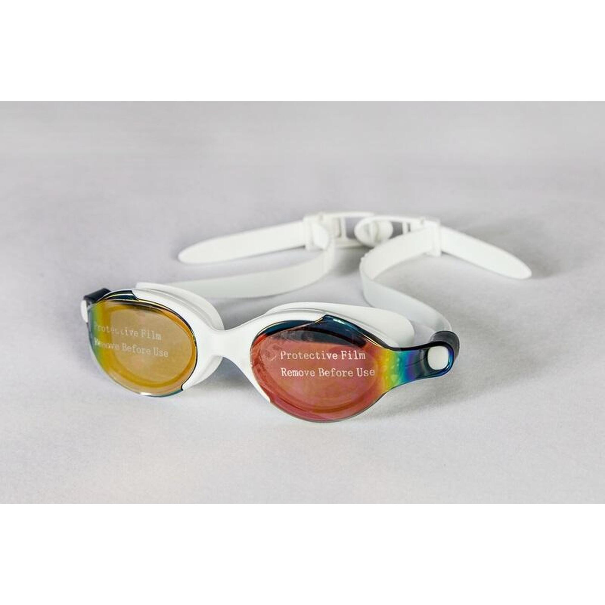 MS-9500 Silicone Anti-Fog UV Protection Optical Swimming Goggles - White/Red