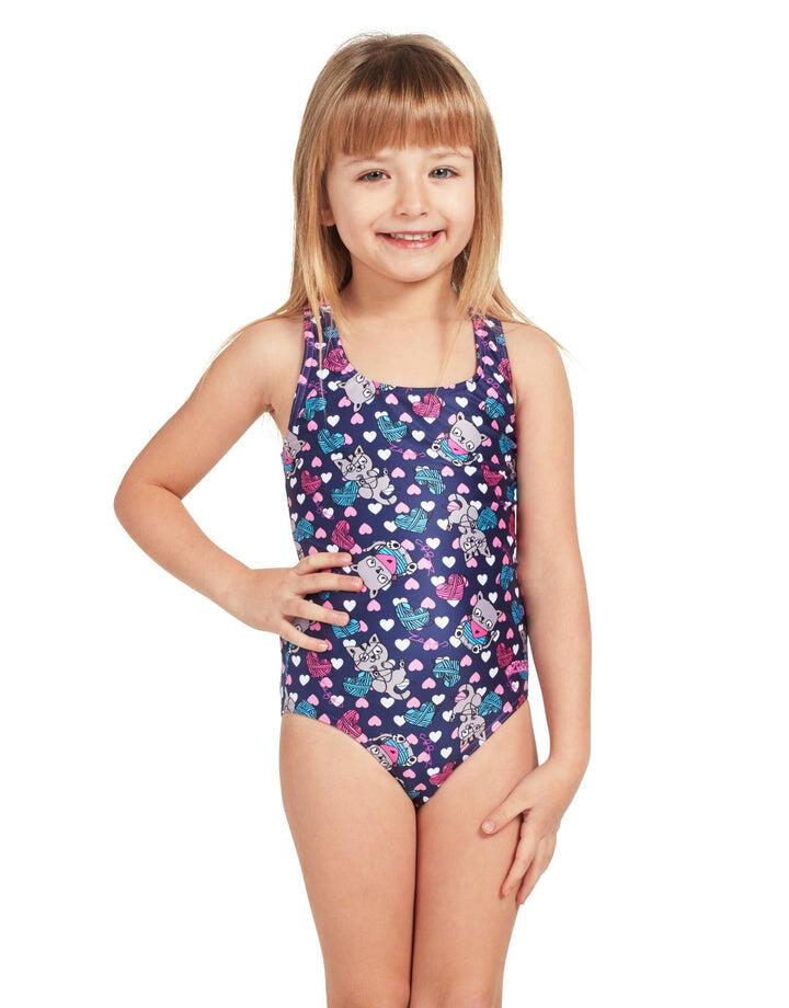 ZOGGS Zoggs Tots Girls Kitty Actionback Swimsuit