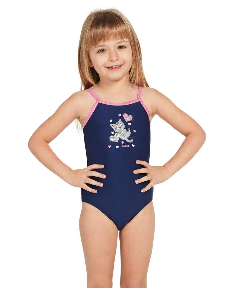 ZOGGS Zoggs Tots Girls Kitty Classicback Swimsuit