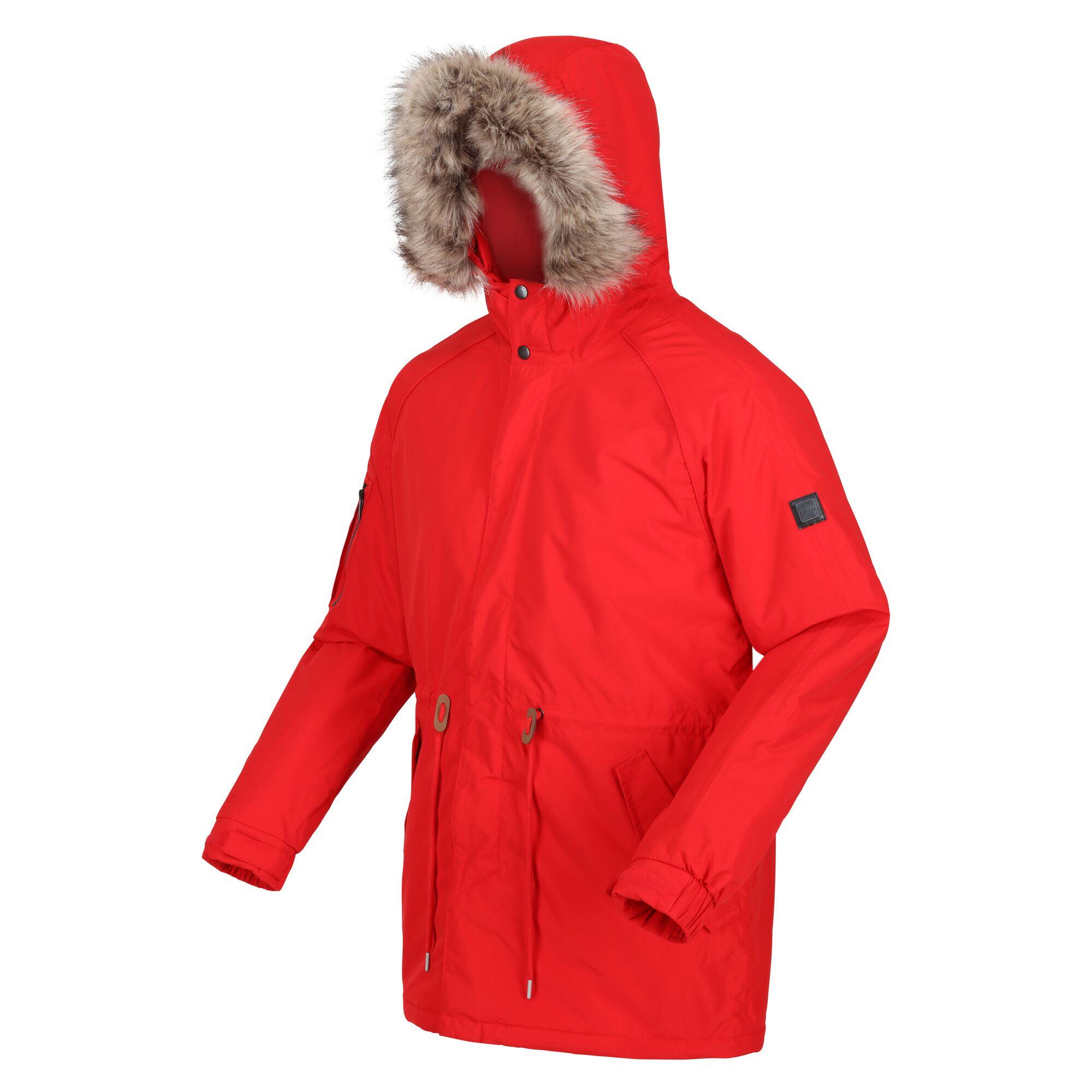 Mens red parka sales coats with fur hood